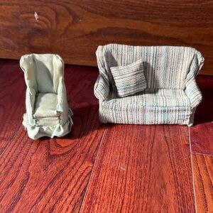 Handmade Couch and Chair - Fabric Covered 1:12